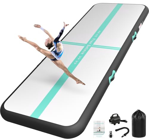 SportBob Colchoneta Gimnasia Inflable 2m,Espesor 10cm con Bomba 600W