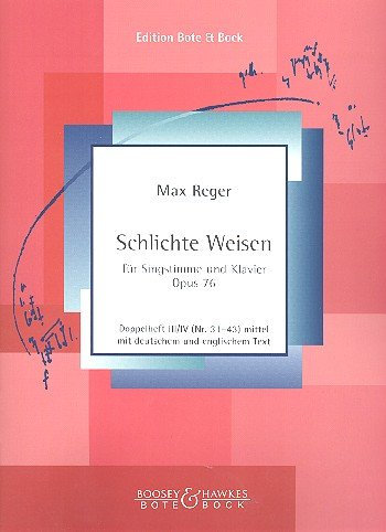Schlichte Weisen: Heft 3/4 (Nr. 31-43). op. 76. mittlere Singstimme und Klavier. mittel.
