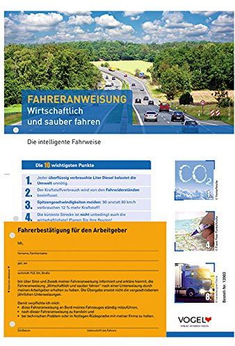 10er Pack Fahreranweisungen Wirtschaftlich und sauber fahren Anweisung Anordnung Verhaltensregeln LKW