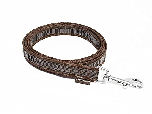 Mystique® Gummierte Leine 15mm mit Handschlaufe Standard Karabiner braun 3m