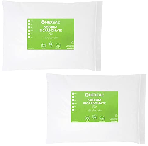 Hexeal Sodium Bicarbonate 2 x 5kg Bags – Food Grade, Fine Powder, E500 | 10kg - Baking Powder for Cooking and Baking. Ideal for Bath Bombs and Household Cleaning. Deodorises and Removes Grime
