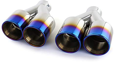 Sport Auspuff Endrohre 89mm Doppelrohr Edelstahl Titan universal 2 Stück