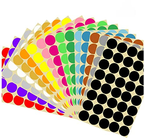 PCS 25mm Selbstklebende farbige Punkte 640 Kleine runde Aufkleber 16 Farben für Büro, Schule, Kalender