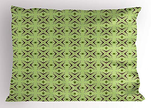 ABAKUHAUS Mezzo secolo Federe Cuscini Stampata, Atomic Boomerang, Decorativo e Dimensioni Standard, 65 cm x 50 cm, Mela Verde Indigo