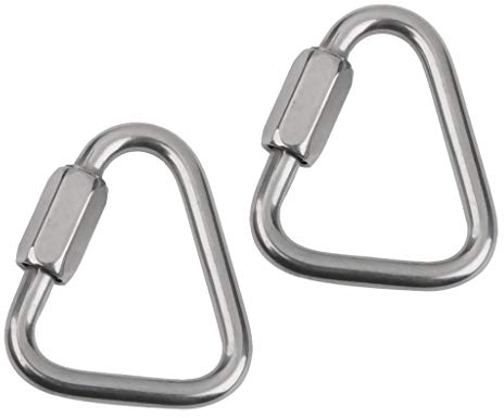 Yundxi 2 Stück Dreieck Karabiner aus 304 Edelstahl, Schraubkarabiner Schlüsselanhänger, Metall Karabinerhaken, Karabiner Clips für Outdoor Sport (8mm)