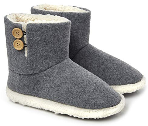 Dunlop Herrens tofflor, faux päls bootie tofflor män, mens toffel ankelstövlar med gummisula, klassiska skumplyschar, inomhus utomhusskor, gåvor till män, 10 Storbritannien, Grå