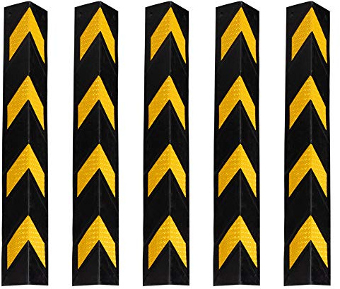 5er Set Stagecaptain KS-8010 Kantenschutz - Eckenschutz aus flexiblem Gummi - Länge: 78 cm - Mit Reflektoren - Schwarz/gelb