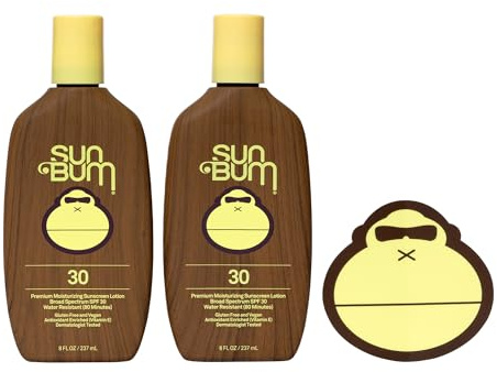 Sun Bum Original Moisturizing Sunscreen Lotion SPF 30 with Sonny Sticker, Vegan and Hawaii 104 Act Compliant Octinoxate & Oxybenzone Free, Broad Spectrum UVA/UVB, Vitamin E, 2 Pack, 8 oz