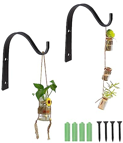Wandhalterung Blumenampel Halterung Pflanzenhalterung Blumenampelhalter Garten Eisen Wandhaken Outdoor Indoor Garden Hook Halterung für Vase/Vogelhäuschen/Pflanze/Laterne/Windspiel/Blume/Haus (4inch)