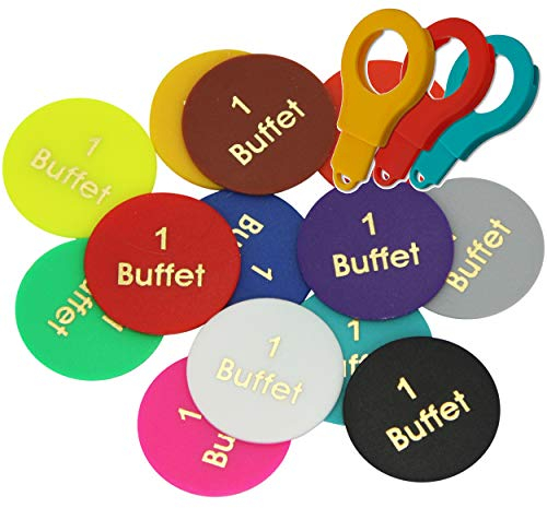 50 Chips Schwarz / 1 Buffet - Alle Buchstaben und Zahlen und vieles mehr in 14 verschiedenen Farben - Einkaufswagenchips Pfandmarken