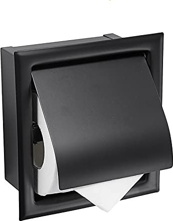 LIU- Einbau Toilettenpapierhalter Mit Deckel Badezimmer Wandmontierter Toilettenpapierhalter Für Zuhause Oder Werbung, 304 Edelstahl Matte Schwarz