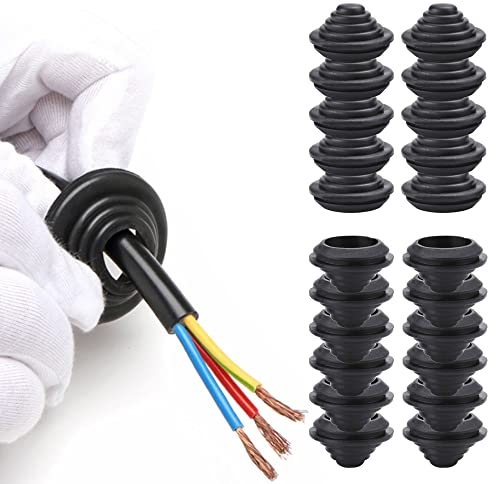 ZACUDA 20 Pz Gommino Passacavo Elettrico con Scanalatura 25 MM Occhielli in Gomma Tappi Passacavi Gomma per Cavi Elettrici ad Alta e Bassa Tensione Fori per Firewall Apparecchio Armadi Elettrici, Nero
