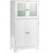 COSTWAY Armario del Baño con 4 Puertas, Armario con Puertas de Vidrio, Despenda de Madera para Cocina con Repisas Regulables, Organizador Multiuso para Casa Salón Oficina