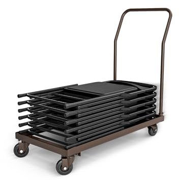 OEF Furnishings OEFDY700/800 Folding Chair Dolly, Premium Commercial Grade Heavy Duty Steel Cart with Wheels (Horizontal Stacking, Fits OEF800 and Most Folding Chairs, 1100 lb, Swivel Casters)