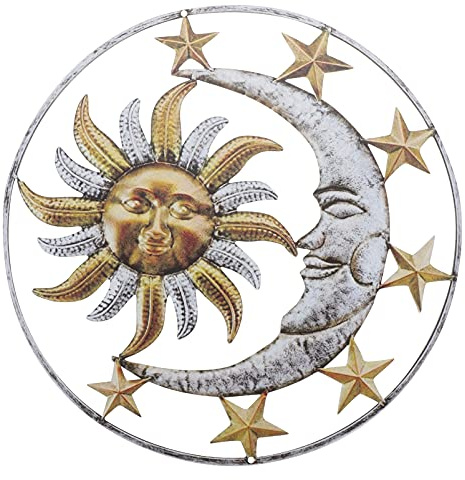 Cabilock Sonne Mond Metall Wanddeko Personalisiertes Ornament Eisenkunst Wand Anhänger Garten Flur Dekoration Wanddekoration Für Innen Und Außenbereich