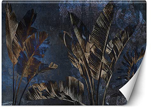 Feeby Papier Peint Intisse Abstraction Feuilles de bananier Plantes 150x105 cm bleu Décoration Murale Tableaux Poster Muraux Chambre Enfant Salon Salle Cuisine Coucherr Tropiques Exotisme Texture