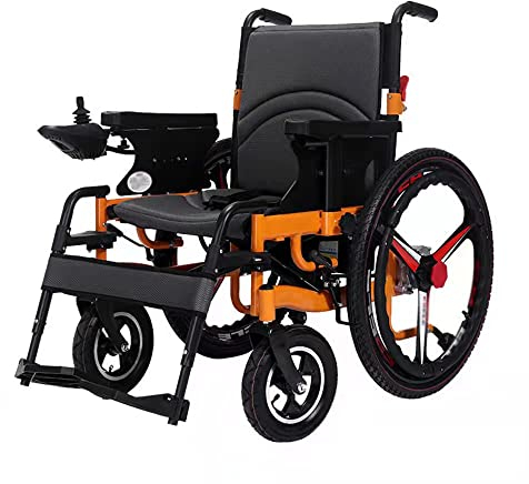 ZYXU Elektrischer Rollstuhl Faltbar, Elektrorollstuhl Faltbar Mit Li-Ion Battery 24V 20Ah, Sitzbreite 50 Cm, Gewichtskapazität 120 Kg, Für Ältere & Behinderte Menschen Leichter Elektrorollstuhl,Gold