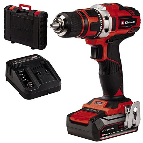 Einhell Akku-Bohrschrauber TE-CD 18/40-1 Li (1x2,5 Ah) PXC (Li-Ion, 18 V, 40 Nm, 2-Ganggetriebe, elektronischer Dimmer, LED, mit 2,5 Ah PXC-Akku, Schnellladegerät und Koffer)