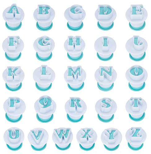 Cortador Galletas Letras 26 Piezas Moldes Letras Fondant Glaseado Decoración de Pasteles Repujado para Hornear Bodas Cumpleaños Navidad Reposteria Tartas