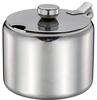 U-K Zuccheriera in Acciaio Inox Semplice ed Elegante, Geometrica, con Serbatoio per Spezie, Molto Pratica e Popolare. Design Carino