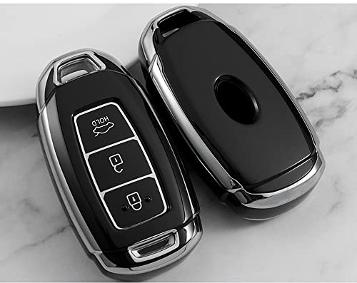 QYLAN Auto SchlüSsel Fall für Hyundai Kona 2017 I30 Ix35 Solaris Azera Elantra, 3-Tasten-Autoschlüssel-Abdeckung Schlüsselanhänger-Schutz