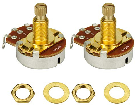 FLEOR 2PCS Full Size Gitarrenton Lautstärkeregler A500K Audio Taper Potentiometer L18mm Golden Long Split Shaft