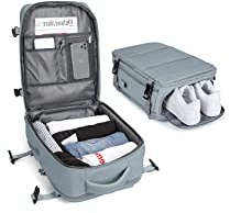 BJLFS Rucksack Handgepäck Flugzeug Ryanair Handgepäck Reiserucksack Damen Groß Laptop Rucksack Herren 14 zoll business wasserabweisend mit Laptopfach Tasche Carry on Luggage,Grau Blau