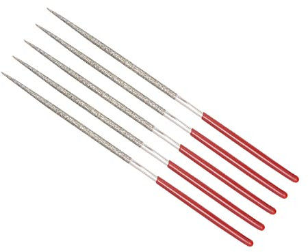 QUARKZMAN 150Grain Diamant Aiguille Lime x 5pcs Rond Forme pour Métal Verre Bois Pierre Meulage Polissage Gravure, [2mm x 100mm]