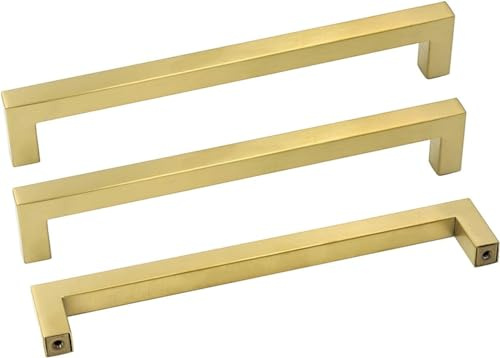 Goldenwarm 15 Stück Küchenschrank Griffe Schrankgriffe Gold Möbelgriffe Edelstahl Schubladengriffe Lochabstand 192mm Küchen Griffe