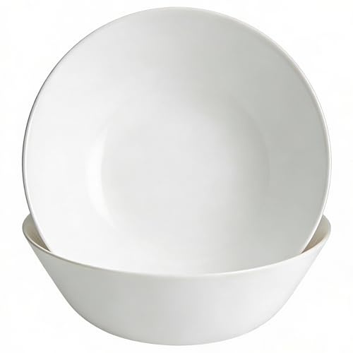 Ledoir Glass Serving Bowl Set of 2 Essentials Large 2.2 L 23cm Round Salad Bowls for Trifle Large Mixing Bowl Elegant Tableware for Snack and Dessert Deep Bowl for Fruit Sweets