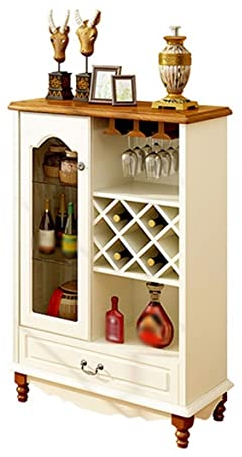 MOOWI Weinschrank Weinschrank aus Holz for den Haushalt, Kleiner Weinbarschrank mit quadratischem Weinaufbewahrungsgitter, Mehrzweck-Weinbäckerregal, Sideboard Barschrank (Color : A)