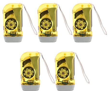 Fegtrty Lot de 5 lampes de poche dynamo 3 LED à manivelle sans pile