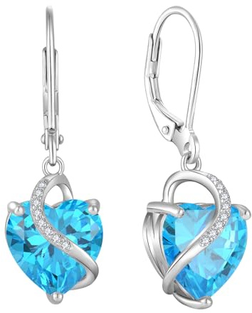 JO WISDOM Damen Hängende Ohrringe Ohrhänger Herz Silber 925 mit 3A Zirkonia Kristall,Schmuck für Frauen
