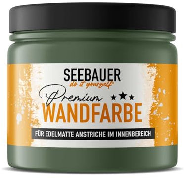 SEEBAUER diy Wandfarbe Grün 300ML für Innen (No. 760 Nordic Wood) Edelmatte dunkelgrüne Innenfarbe - Grüntöne sehr hohe Deckkraft - Matt, Abwaschbar und Tropffrei