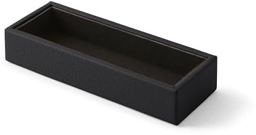 Eglooh - Atena - Schreibtisch Stiftablage Echtes Leder Schwarz - Rechteckiges Design und handgefertigte Ausführungen - cm 20 x 7,5 x H.3,5 - Vollständig in Italien hergestellt