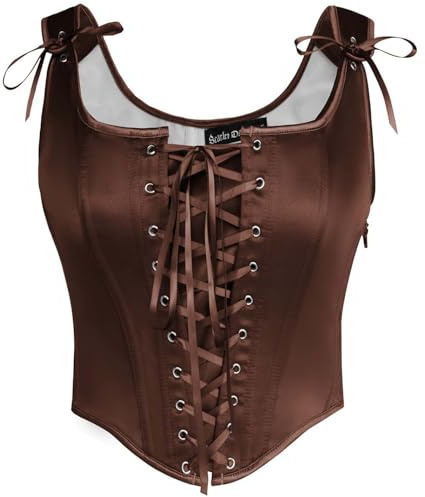 Scarlet Darkness Women Renaissance Corset Pirate Bustier Top Bodice Bodyshaper Nut Brown Size 8