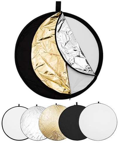 Portable 5-in-1 Collapsible Light Reflector for Photography Studio - Multi Round Disc