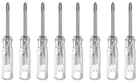 sourcing map 8Pcs PH0 Mini Phillips Screwdriver 2mm Magnetic Cross Head 45mm Length for Small Appliances Repairs, Transparent