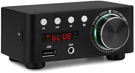 Hi-Fi-förstärkare，Audioförstärkare 68W+68W Infineon MA12070 Bluetooth 5.0 Digital Audio Effektförstärkare Klass D USB AUX TF Hemmabio HiFi Stereo Miniförstärkare(Black)