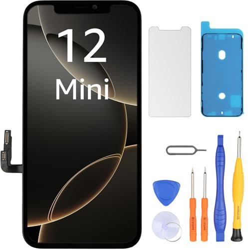 LL TRADER Ersatzbildschirm für iPhone 12 Mini LCD Retina 5,4 Zoll FHD Display COF, Touchscreen Digitalisierer mit Reparaturwerkzeug-Kits, Wasserdichtes Klebeband und Displayprotokoll 2024