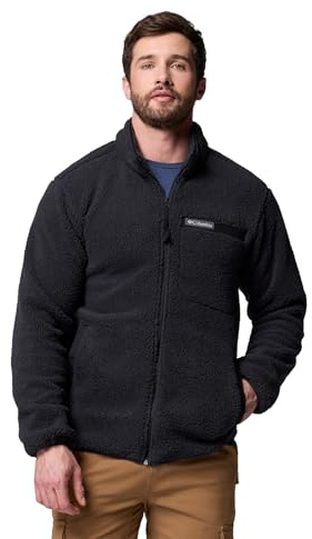 Columbia Men's Rugged Ridge High Pile Full Zip, Full Zip Fleece Jacket, Black, X-Large