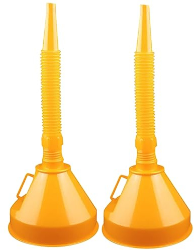 FELTECHELECTR 2pcs Thickened Wide Mouth Transmission Oil Funnel Orange for Car Motorcycle Fuel and Engine Oil Filling, Professional Automotive Fueling Tool Compatible with Gasoline Kerosene