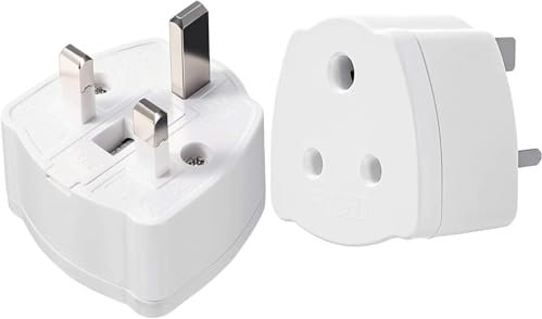 JAONLD 2 Pack India to UK Plug Adapter 3 Pin UK Travel Plugs Converter Mains Plug Tourist Adaptor with 5A Fuse for Type D Appliance for Business Family Travel Outdoor