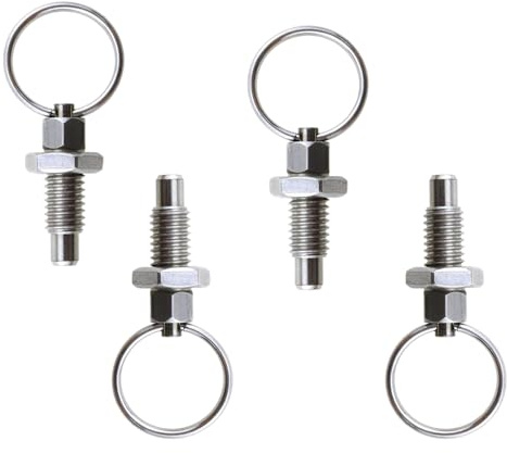 4 Stück Federkolben mit Zugring, M10 Schnellspann-Federstift, nicht verriegelnd, stumpf, handeinziehbar, Indexkolben für Industrieanlagen