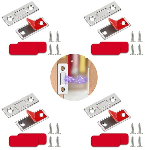 4 imanes para puerta de muebles, imanes ultrafinos para puertas de armario, cierre magnético, cierre magnético para puertas, apto para puertas de cocina, ventanas, cajones