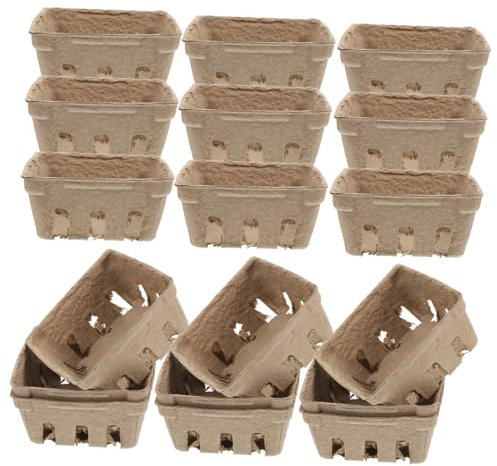 Happyyami 24pezzi Contenitori Fibra di Pulp per Frutta e Verdura Cestini Ventilati per Bacche per Mercati Agricoli e Organizzazione Cucina