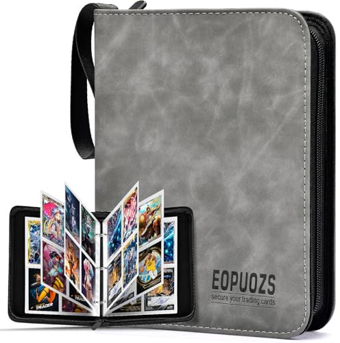 Album di Carte da Collezione, Raccoglitore Carte con Cerniera, 400 Tasche Album Impermeabile, Regalo per bambini e adulti, Grigio (400 Tasche)
