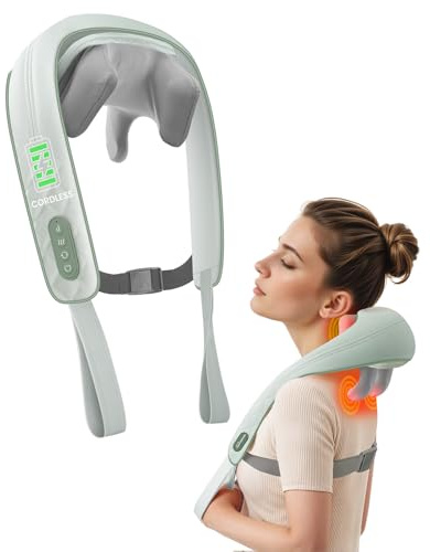 Snailax Cordless Neck Massager with Heat, 3D Shiatsu Shoulder Massager for Pain Relief, Gifts for Mom Dad,Lightweight Portable Pillow Massagers for Neck,Back,Leg (Green)