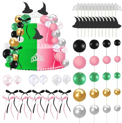 60 Stück Tortendeko Kugeln Wickeds Tortendeko Cake Topper Hexen Deko Mini Ballons Tortenaufleger Torten Deko Wickeds Geburtstagsdeko Set für Hochzeit Party Geburtstag Torte Dekorieren