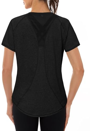 Gyabnw Haut Running Femme T Shirt Fitness Femme Manches Courtes | Haut de sport femme pour fitness, yoga, running et entraînement, léger et confortable au quotidien, protection anti-UV
